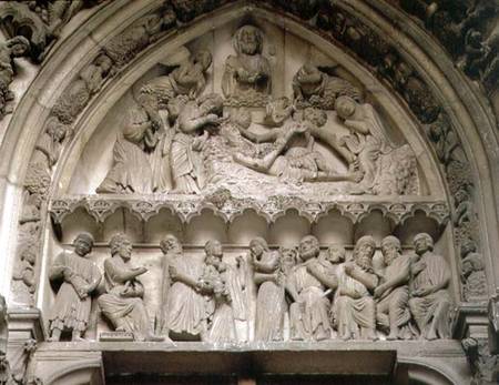 Tympanum depicting (top) an exorcism and (below) the Presentation in the Temple from Anonymous painter