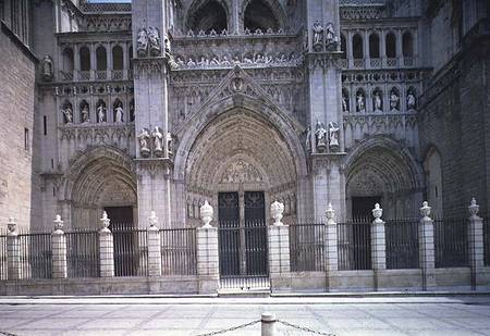 View of the West facade, detail of the three portals (LtoR) the Tower or Inferno Portal, the Portal from Anonymous painter