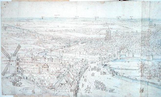 Utrecht (pen and ink and w/c on paper) (see 151031 and 151019) from Anthonis van den Wyngaerde