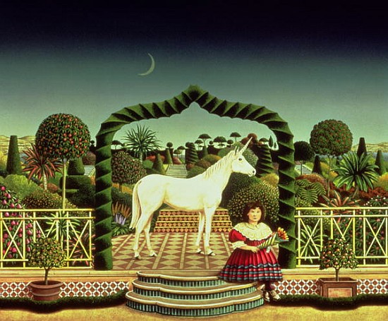 Girl with a Unicorn, 1980 (acrylic on board)  from Anthony  Southcombe