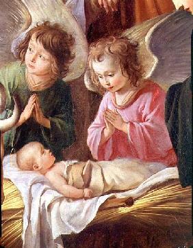 Adoration of the Shepherds, detail of the Angels and Child