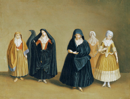 Ladies of the Knights of Malta with their Maid Servant from Antoine de Favray