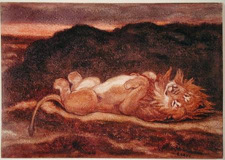 Lion Resting on his Back from Antoine Louis Barye