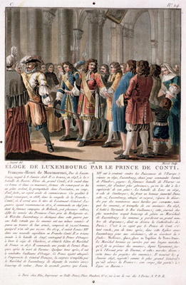 The Prince de Conti (1664-1709) praises the Duke of Luxembourg (1628-95) after his victory at the Ba from Antoine Louis Francois Sergent-Marceau