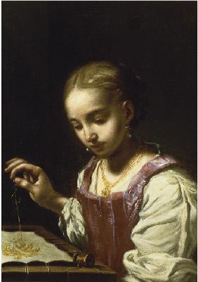 Girl Sewing