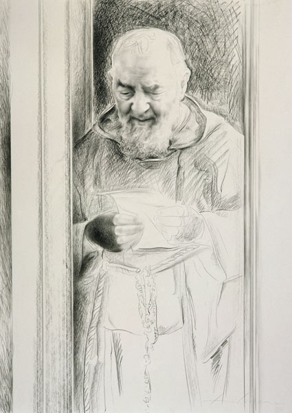 Padre Pio, 1988-89 (charcoal on paper)  from Antonio  Ciccone