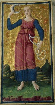 The Moon, tarot card, c.1490, (gouache and gilt on card) from Antonio Cicognara