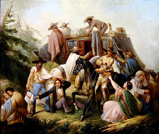 Attack on a stagecoach brigands from Antonio Serrano
