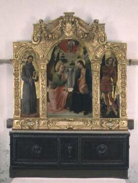 The Annunciation with SS. Francis and Michael (tempera on panel)