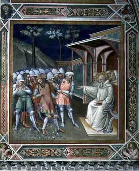 The Saint Discovers the Deceit of Totila, King of the Ostrogoths, detail from the Life of Saint Bene from Aretino Luca Spinello or Spinelli