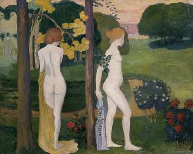 Two nude in a landscape