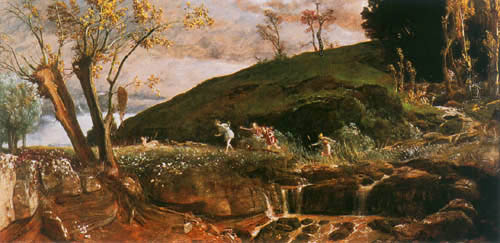Landscape with hunting procession of Diana from Arnold Böcklin