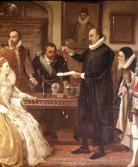 Dr William Gilberd (1540-1603) Showing his Experiment on Electricity to Queen Elizabeth I and her Co from Arthur Ackland Hunt
