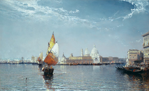 Venetian Canal Scene with the Salute in the distance from Arthur Joseph Meadows