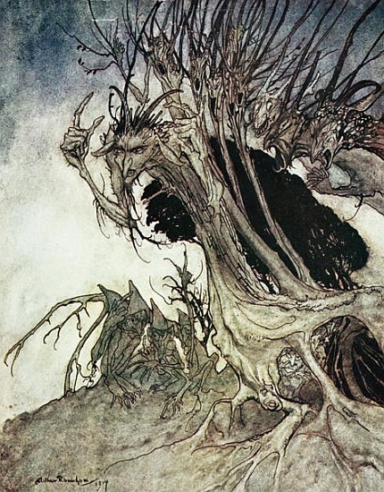 \\Calling shapes and beckoning shadows dire\\\, from ''Comus''\\"" from Arthur Milton 1914 Rackham