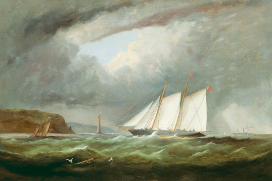 Schooner Yacht 'Esmeralda' in Alderney Roads off Cap le Hague from Arthur Wellington Fowles