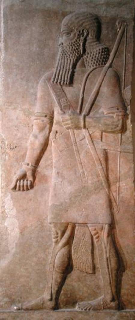 Relief of an Assyrian warrior, from the Palace of Sargon II at Khorsabad, Iraq from Assyrian