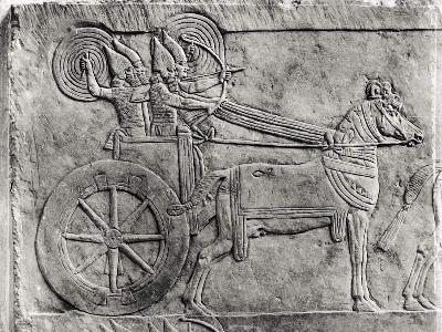 Fragment of a relief depicting the Assyrian army in battle, from the Palace of Ashurbanipal in Ninev