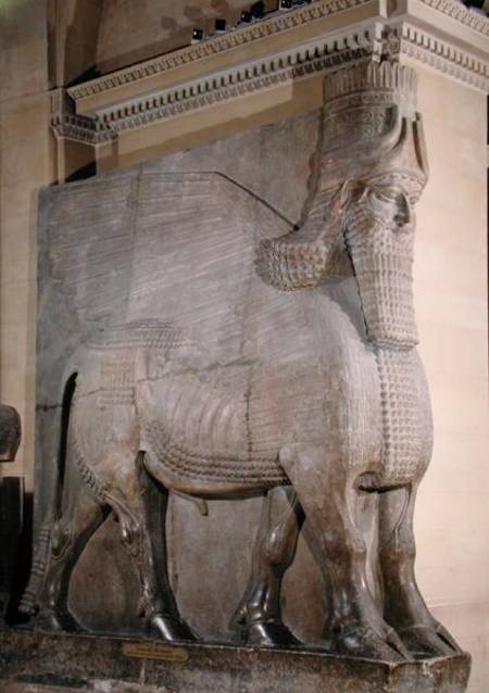 Winged bull from the facade of the Palace of King Sargon II at Khorsabad, Iraq from Assyrian