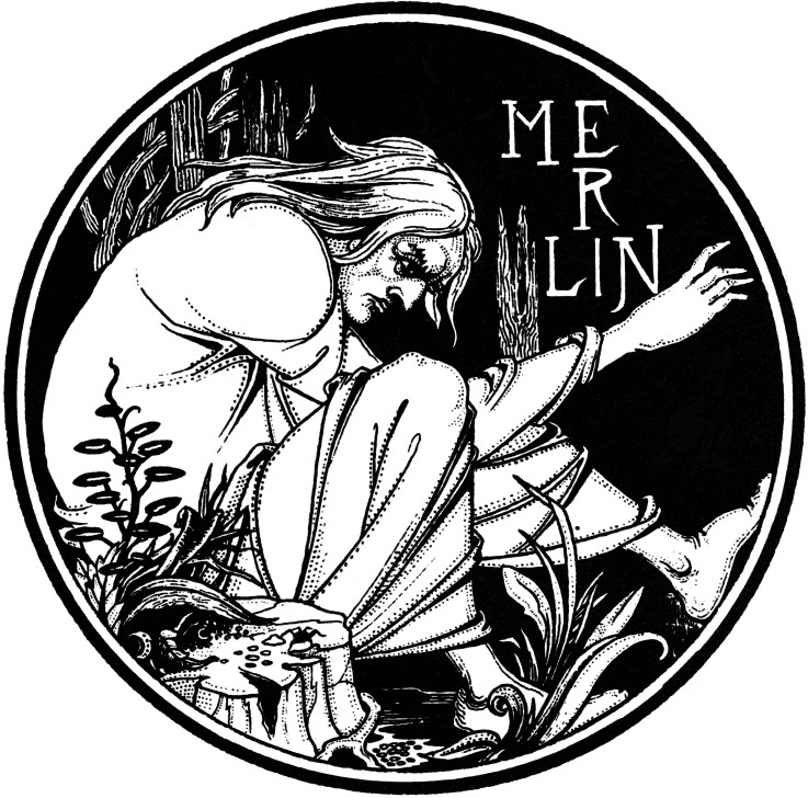 Merlin. Illustration to the book "Le Morte d'Arthur" by Sir Thomas Malory from Aubrey Vincent Beardsley
