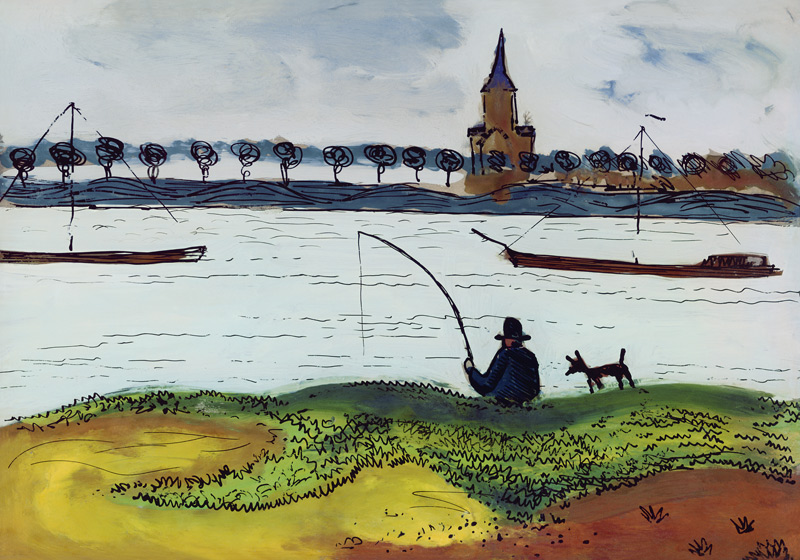 Riverside with angler from August Macke