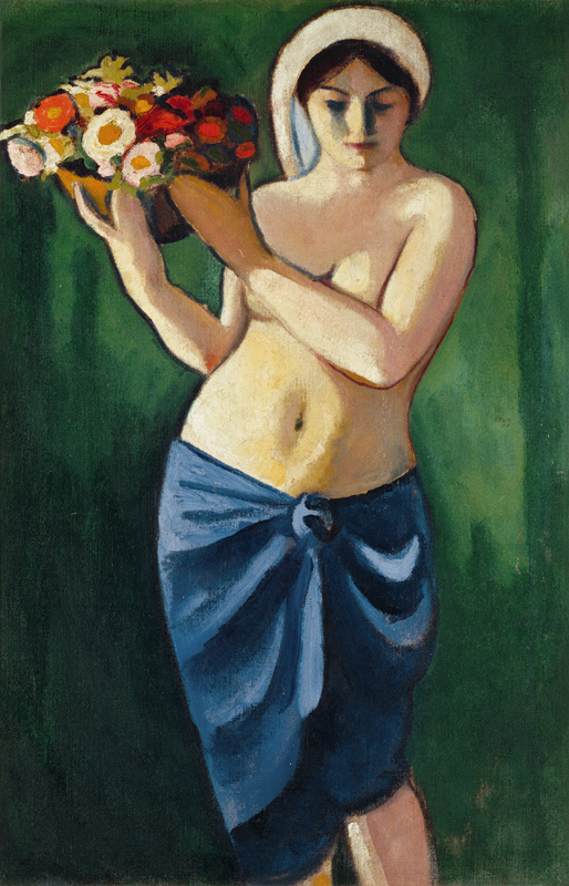 Woman, a flower bowl carrying. from August Macke