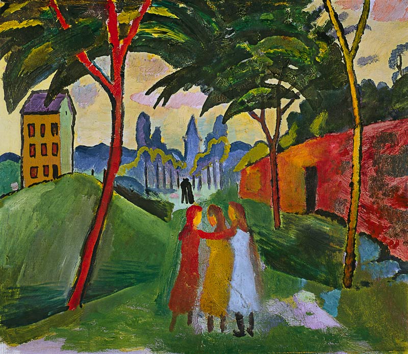 Landscape with three girls from August Macke