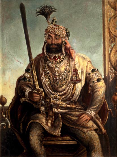 Portrait of Maharaja Sher Singh, In Regal Dress from August Theodor Schoefft