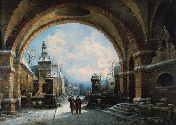 Snow-covered courtyard from August Wilhelm Sohn