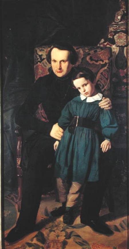 Victor Hugo (1802-85) and his Son, Francois-Victor from Auguste de Chatillon