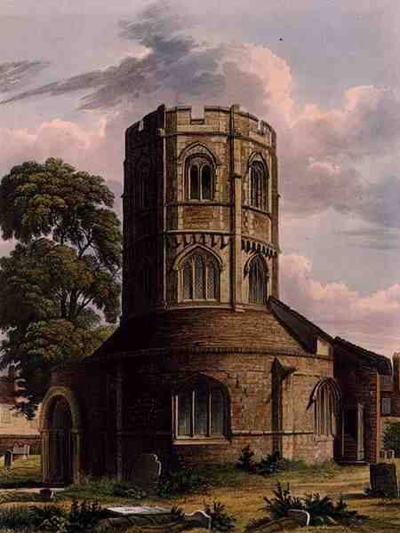 St. Sepulchres, The Round Church, Cambridge, from 'The History of Cambridge', engraved by J. Hill, p from Augustus Charles Pugin