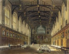 Interior of the Hall of Christ Church, illustration from the 'History of Oxford' engraved by J. Bluc