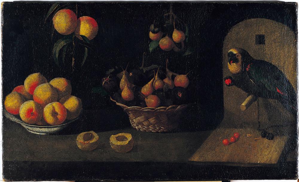 Still-life with fruit and parrot from Baltazar Gomes Figueira
