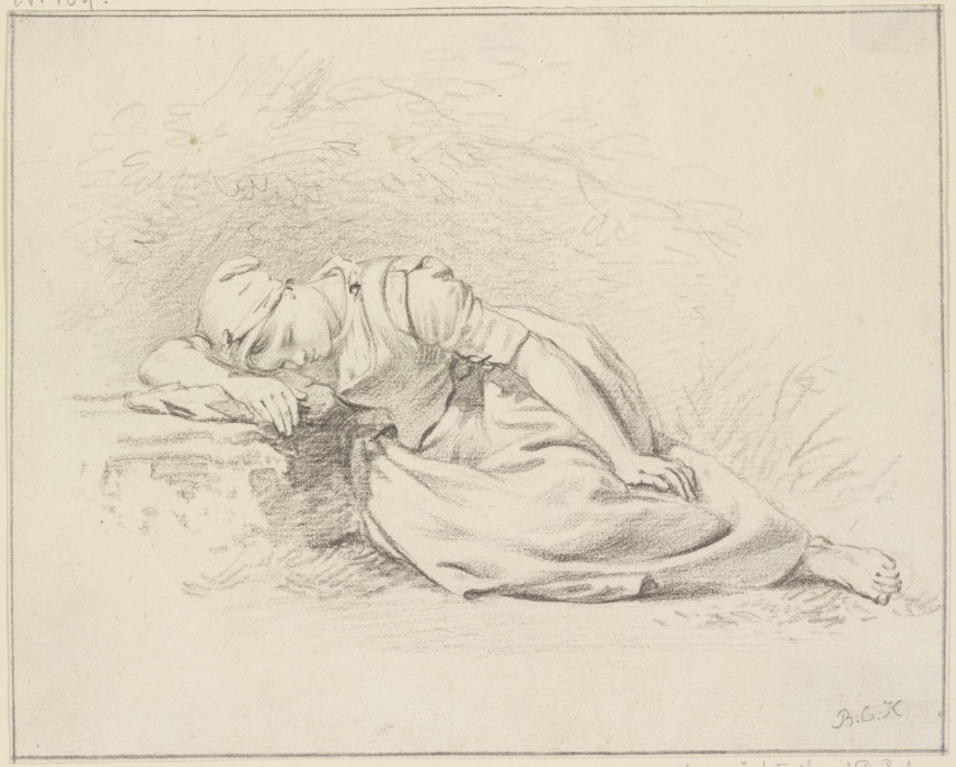 Sleeping girl from Barend Cornelis Koekkoek