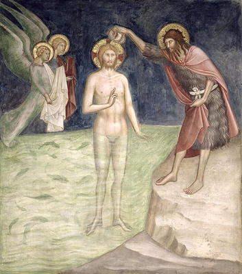 Baptism of Christ, from a series of Scenes of the New Testament (fresco) from Barna  da Siena