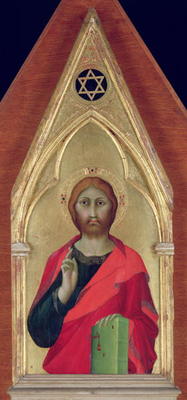 Christ Blessing, c.1325 (oil on panel) from Barna  da Siena