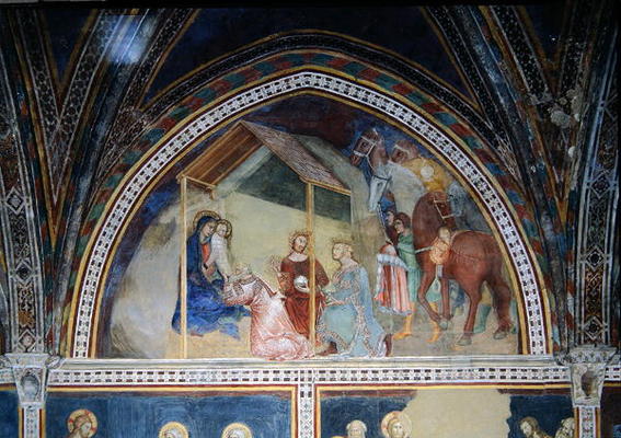 The Adoration of the Magi, from a series of Scenes of the New Testament (fresco) from Barna  da Siena