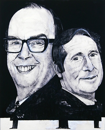 Portrait of Morecambe and Wise, illustration for The Listener, 1970s from Barry  Fantoni
