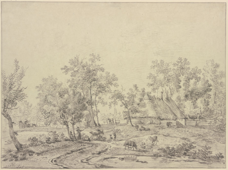 Landschaft mit Hirten und Schafen staffiert from Bartholomeus Pietersz. Barbiers