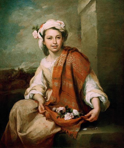 B.E.Murillo, Flower Girl-Spring / Paint. from Bartolomé Esteban Perez Murillo