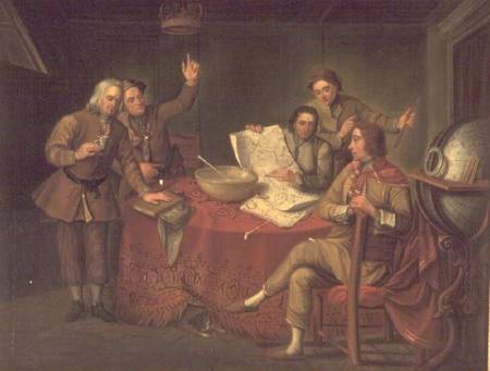 Conversation piece: Sir Francis Dashwood (1708-81), Lord Boyne and friends from Bartolommeo Nazari