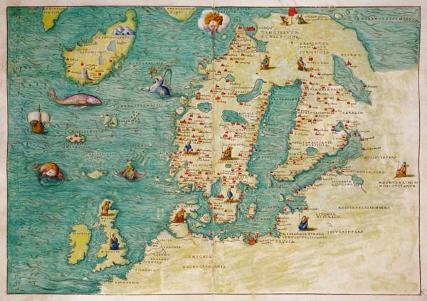Northern Europe, from an Atlas of the World in 33 maps, Venice, 1st September 1553(see also 330952) from Battista Agnese