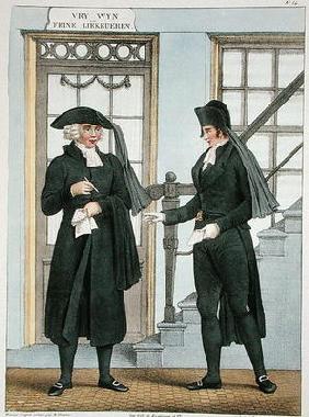 Funeral officials of Amsterdam, illustration from 'Collections des Costumes des Provinces Septentrio