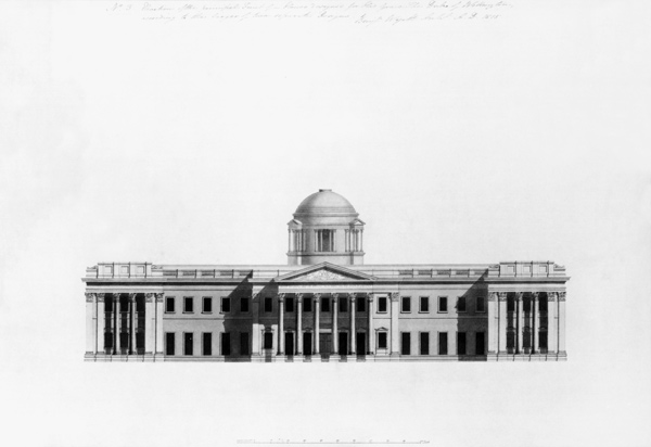 Elevation of Principal Front of a house, 1815 from Benjamin Dean Wyatt
