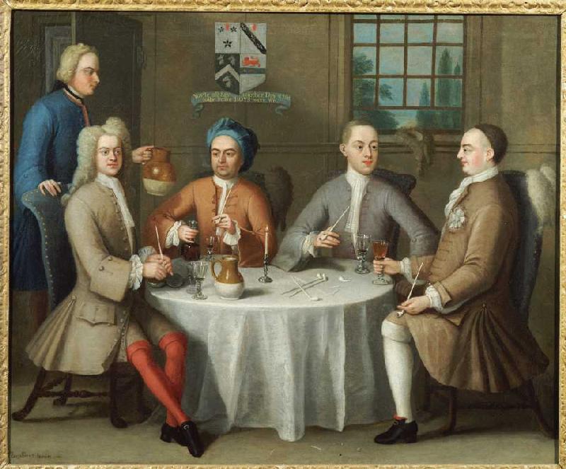 Group portrait with Sir Thomas Sebright, Sir John Bland and two friends from Benjamin Ferrers
