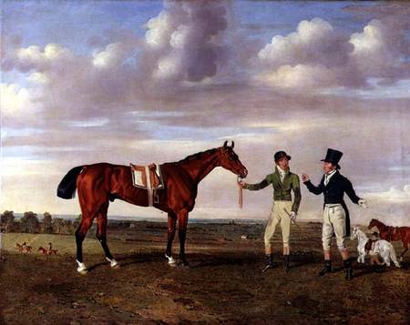 "Zinganee" held by Sam Chifney Junior (1786-1855) with the owner Mr. William Chifney, at Newmarket from Benjamin Marshall