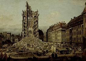 The ruins of the former cross church in Dresden from Bernardo Bellotto