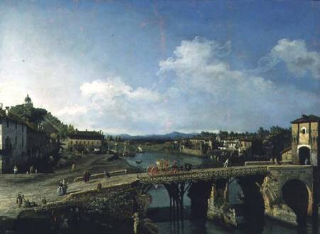 View of an Old Bridge Over the River Po, Turin from Bernardo Bellotto