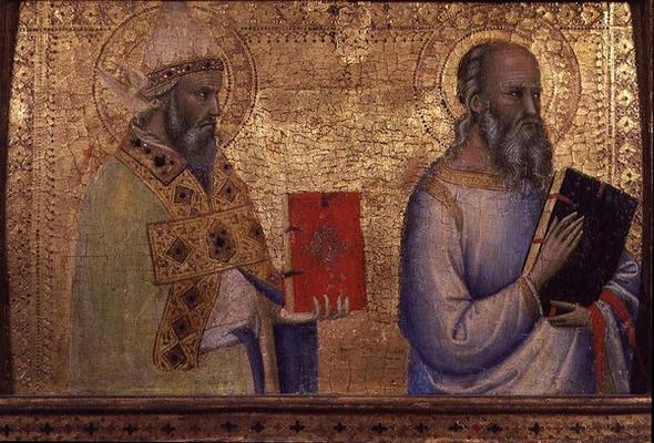 Saint Gregory the Great (c.540-604) and unidentifiable saint (tempera on panel) from Bernardo Daddi