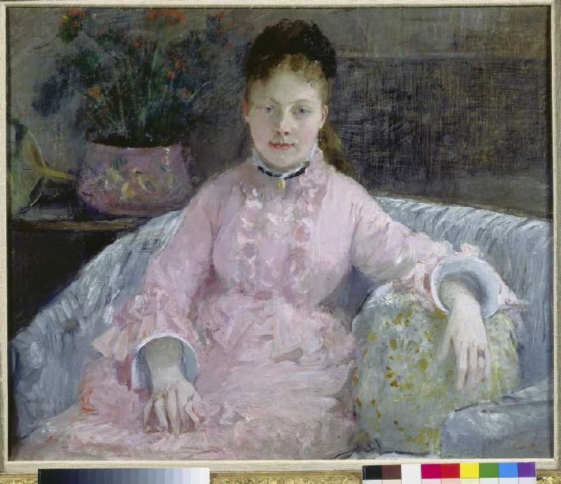 Woman in rosafarbenem dress. from Berthe Morisot